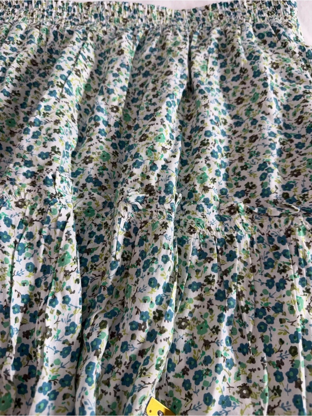 Love Ady Women’s Flowy, Floral Tiered Mini Skirt in Green & Blue Boho Size L - Picture 7 of 7